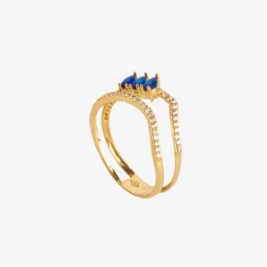 Blue Three Drops Ring